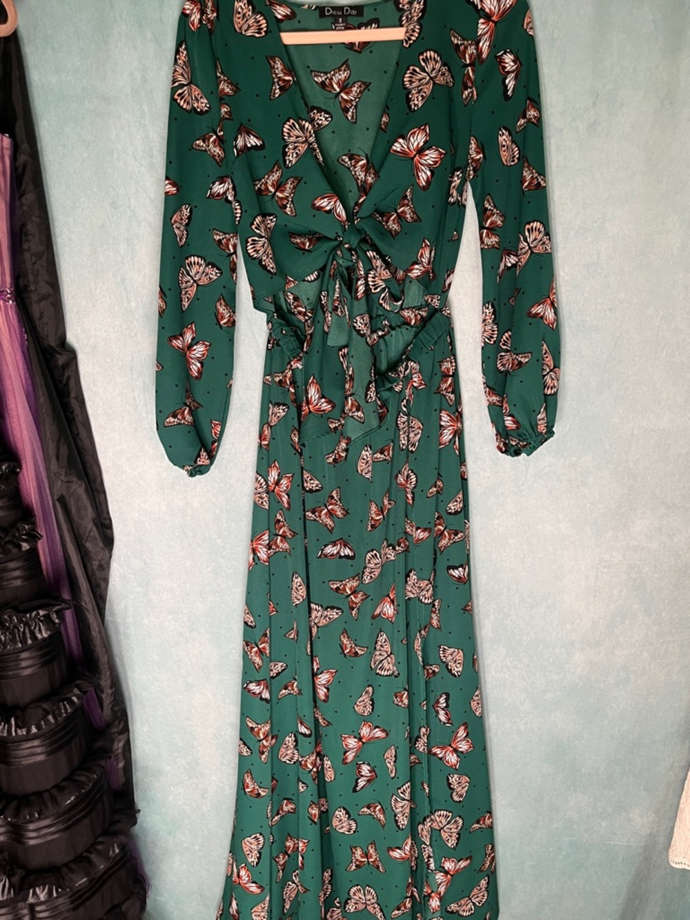 Flowy Green Butterfly Dress